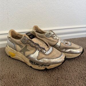 Golden Goose Running Sneakers White and Silver Size 6/36